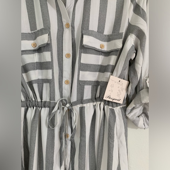 NWT Passport womensStriped Button-Up Dress, size large - Picture 2 of 5